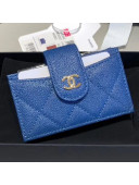 Chanel Iridescent Grained Calfskin Card Holder AP0342 Blue 2019