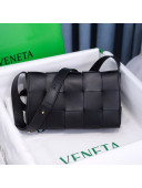 Bottega Veneta Cassette Small Crossbody Messenger Bag in Maxi-Woven Lambskin Black/Gold 2020
