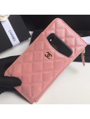 Chanel Iridescent Quilted Grained Calfskin Classic Pouch for iPhone AP0225 Pink 2019