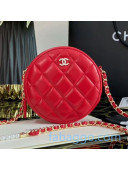 Chanel Quilted Leather Round Clutch with Chain and Pearl CC Charm AP0888 Red 2020