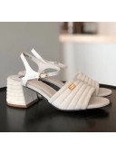 Fendi Suede Promenade Sandals With Wide Topstitched Band White 2020