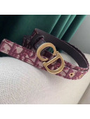 Dior Oblique Canvas Belt with CD Buckle Burgundy 2019