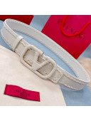 Valentino Wrap VLogo Calfskin Belt with 4cm V Buckle White 2021