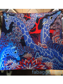 Hermes Silk and Cashmere Giraffe Square Scarf 140x140cm H2080818 Blue/White 2020