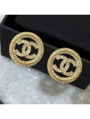 Chanel Crystal Round Stud Earrings 02 Gold 2020
