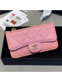 Chanel Quilted Grained Calfskin Zipped Classic Card Holder AP0374 Pink 2019