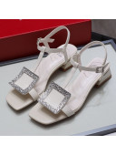 Roger Vivier Calfskin Crystal Buckle Sandals White 2021