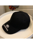 Balenciaga Cotton Baseball Hat Black 2021 25