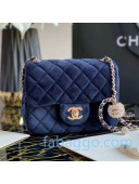 Chanel Quilted Velvet Mini Flap Bag with Crystal Ball AS1786 Blue 2020