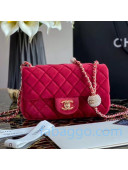 Chanel Quilted Velvet Small Flap Bag with Crystal Ball AS1787 Fuchsia Pink 2020