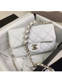 Chanel Lambskin Small Flap Bag with Imitation Pearls AS1436 White 2020
