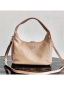 Prada Supple Leather Hobo Bag 1BC132 Beige 2020