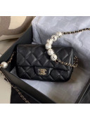 Chanel Lambskin Small Flap Bag with Imitation Pearls AS1436 Black 2020