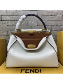 Fendi Peekaboo Iconic Romano Leather Medium Bag White 2019