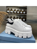 Prada Calfskin Platform Sneakers White/Black 2021