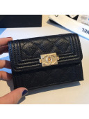 Chanel Grained Leather Fold Boy Small Flap Wallet A84432 Black 2019