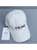 Celine Canvas Baseball Hat White 2021 08