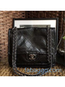 Chanel Wax Quilted Leather Messenger Bag Black 2020