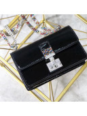 Dior Dioraddict Flap Bag in Metallic Calfskin With Jewelry Belt Strap Black 2018