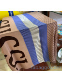 Gucci Silk & Cashmere Square Scarf 140x140cm G2081027 Beige/Blue 2020