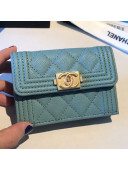 Chanel Grained Leather Fold Boy Small Flap Wallet A84432 Mint Green 2019