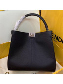 Fendi Peekaboo X-Lite Medium Grained Leather Top Handle Bag Black/Yellow 2019