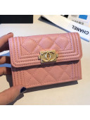 Chanel Grained Leather Fold Boy Small Flap Wallet A84432 Light Pink 2019