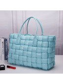 Bottega Veneta Padded Cassette Maxi-Woven Nappa Lambskin Large Tote Bag Light Blue 2020