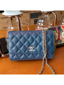 Chanel Iridescent Grained Calfskin Wallet on Chain WOC AP0315 Blue 2021 TOP