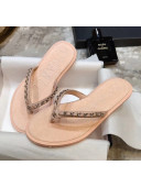 Chanel Denim Chain Flip Flops Sandals Pink 2020