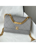 Chanel Grained Calfskin & Gold-Tone Metal Flap Bag AS2764 Gray 2021