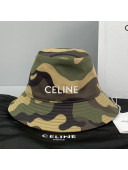 Celine Camouflage Canvas Bucket Hat Green 2021