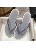 Chanel Denim Chain Flip Flops Sandals Light Blue 2020
