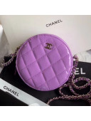 Chanel Quilted Patent Leather Clutch with Chain Purple 2020