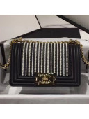 Chanel Pearl Calfskin Small Boy Flap Bag A67085 Black 2019