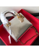 Dior Mini Lady Dior Bag In Metallic Calfskin Silver 2018