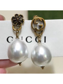 Gucci Vintage Pearl Short Earrings Aged Gold/White 2021