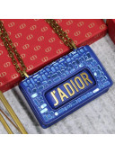 Dior Mini J'ADIOR  With Mosaic Of Mirrors Flap Bag In Blue Calfskin 2018
