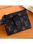 Louis Vuitton Monogram Canvas Porte Cartes Double Zipped Card Holder M66531 Black 2019