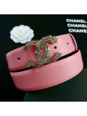 Chanel Calfskin Belt 3cm with Star CC Buckle Pink 2021