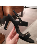 Chanel Lambskin Chain Heel Sandals Black 2020