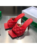 Bottega Veneta Quilted Lambskin Square High-Heel Sandals Red 14 2021