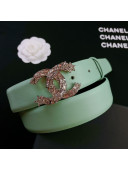 Chanel Calfskin Belt 3cm with Star CC Buckle Green 2021