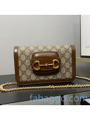 Gucci Horsebit 1955 GG Canvas Mini Chain Bag 600663 Brown 2020
