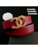 Chanel Calfskin Belt 3cm with Star CC Buckle Burgundy 2021