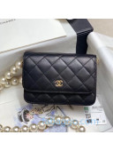 Chanel Quilted Lambskin Mini Wallet on Pearl Chain WOC Flap Bag AP1839 Black 2020