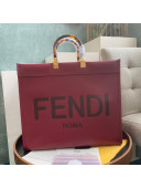 Fendi Sunshine Shopper Leather Tote Bag Burgundy 2020