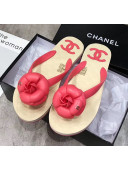 Chanel Rubber Camellia Thong Slides Sandals Hot Pink 2020