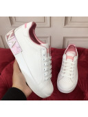 Dolce & Gabbana PORTOFINO Sneakers In Calfskin With Logo White/Pink 2020(For Women and Men)