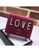 Gucci GG Marmont Embroidered Velvet Wallet 466492 Raspberry Pink 2018